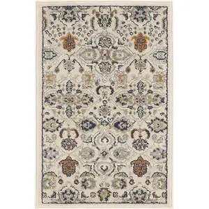 Photo of Beige and Blue Floral Power Loom Area Rug