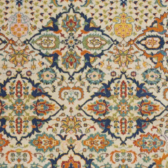 Beige and Blue Floral Power Loom Area Rug Photo 8