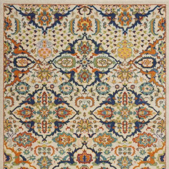 Beige and Blue Floral Power Loom Area Rug Photo 9