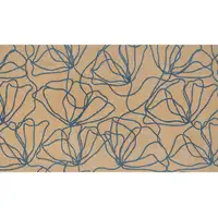 Photo of Beige and Blue Floral Washable Area Rug With UV Protection