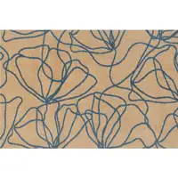 Photo of Beige and Blue Floral Washable Non Skid Area Rug With UV Protection