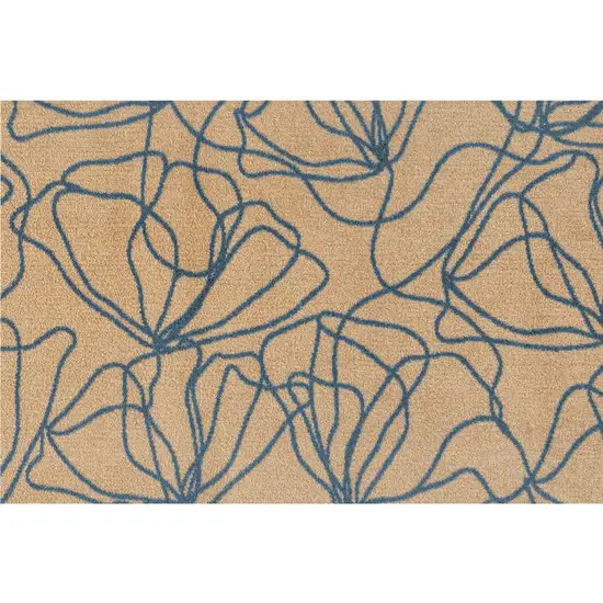 Beige and Blue Floral Washable Non Skid Area Rug With UV Protection Photo 1