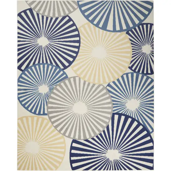 Beige and Blue Geometric Power Loom Area Rug Photo 2