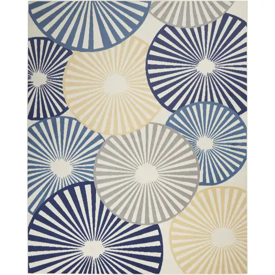 Beige and Blue Geometric Power Loom Area Rug Photo 4