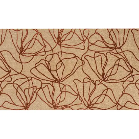 Beige and Bronze Abstract Floral Washable Area Rug With UV Protection Photo 2