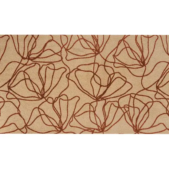 Beige and Bronze Abstract Floral Washable Area Rug With UV Protection Photo 5