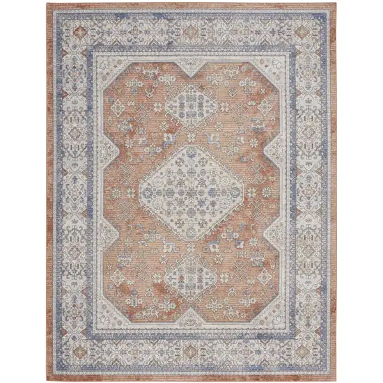 Beige and Bronze Oriental Power Loom Area Rug Photo 2