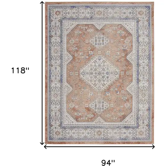 Beige and Bronze Oriental Power Loom Area Rug Photo 3