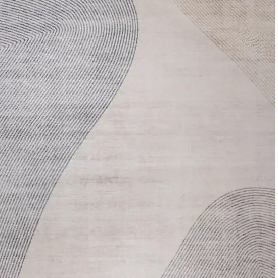 Beige and Brown Abstract Area Rug Photo 5