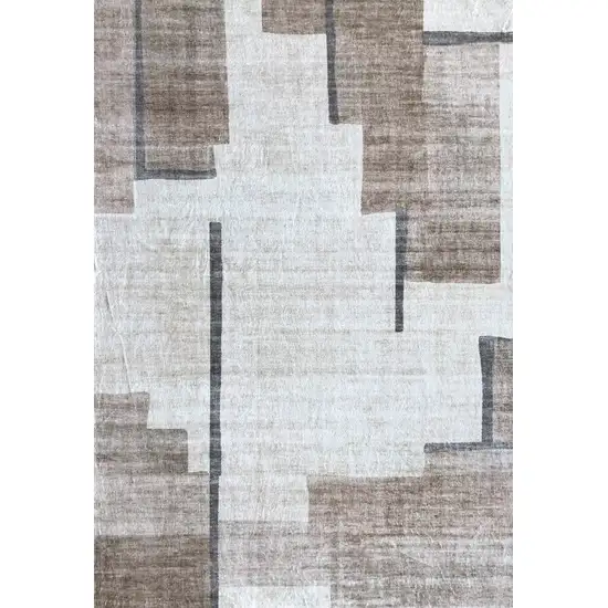 Beige and Brown Abstract Area Rug Photo 2