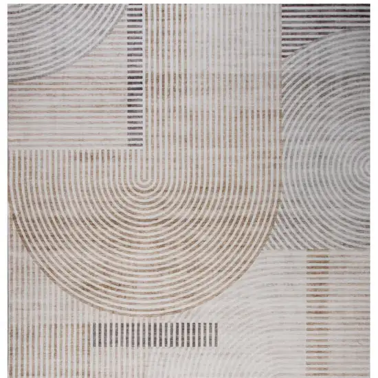 Beige and Brown Abstract Distressed Area Rug Photo 5