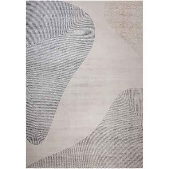 Beige and Brown Abstract Distressed Area Rug Photo 2