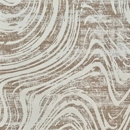 Beige and Brown Abstract Distressed Area Rug Photo 7