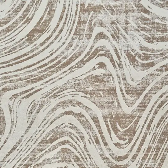 Beige and Brown Abstract Distressed Area Rug Photo 7