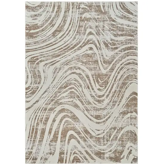 Beige and Brown Abstract Distressed Area Rug Photo 2