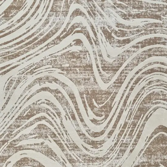 Beige and Brown Abstract Distressed Area Rug Photo 6