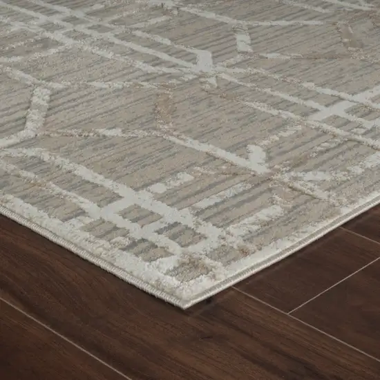 Beige and Brown Abstract Distressed Area Rug Photo 7