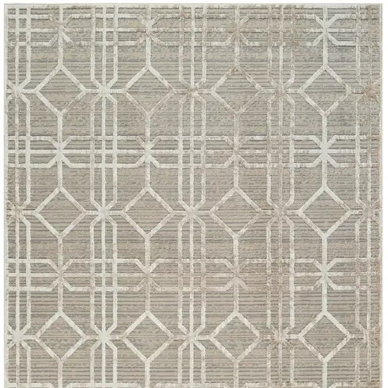 Beige and Brown Abstract Distressed Area Rug Photo 6