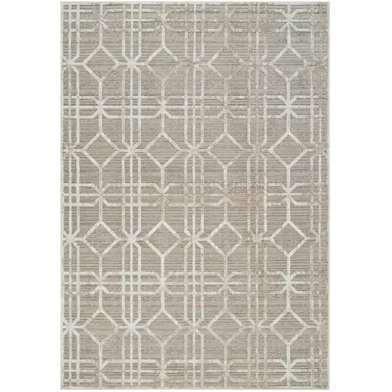 Beige and Brown Abstract Distressed Area Rug Photo 2