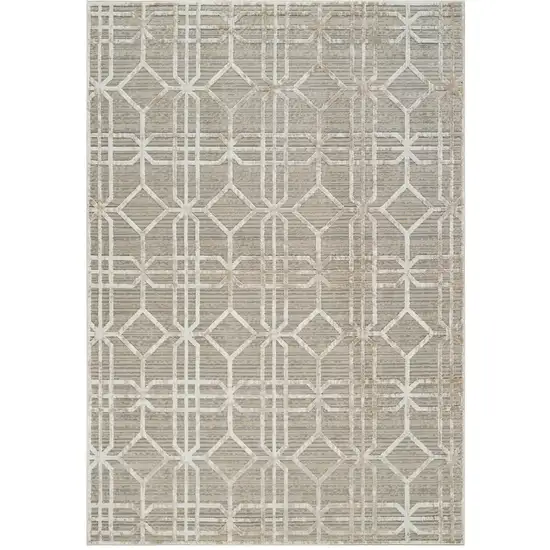 Beige and Brown Abstract Distressed Area Rug Photo 1