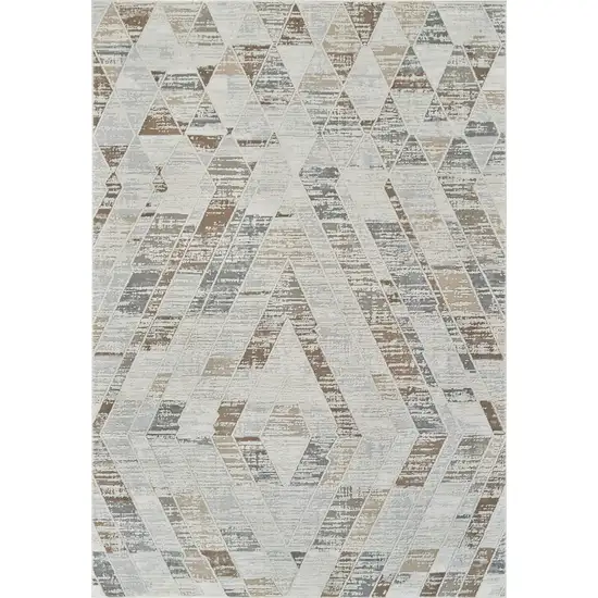 Beige and Brown Abstract Distressed Area Rug Photo 6