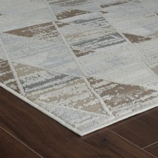 Beige and Brown Abstract Distressed Area Rug Photo 4