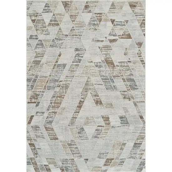 Beige and Brown Abstract Distressed Area Rug Photo 2