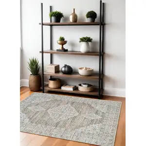 Photo of Beige and Brown Abstract Distressed Area Rug