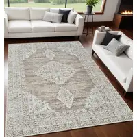 Photo of Beige and Brown Abstract Distressed Area Rug