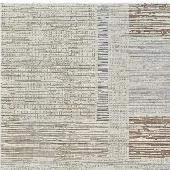 Beige and Brown Abstract Distressed Area Rug Photo 3