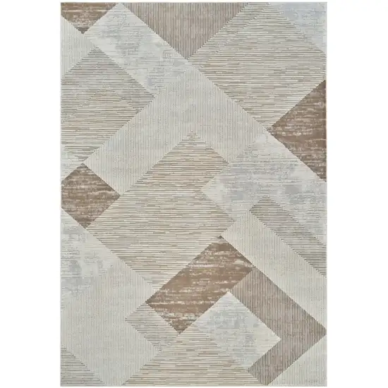 Beige and Brown Abstract Distressed Area Rug Photo 2