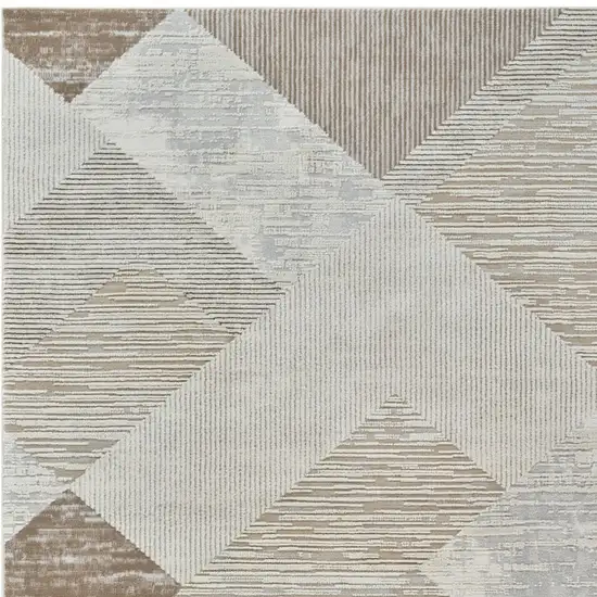 Beige and Brown Abstract Distressed Area Rug Photo 5