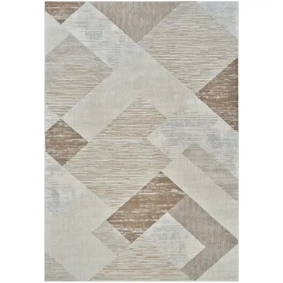 Beige and Brown Abstract Distressed Area Rug Photo 1