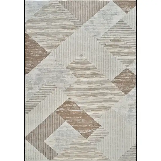 Beige and Brown Abstract Distressed Area Rug Photo 4