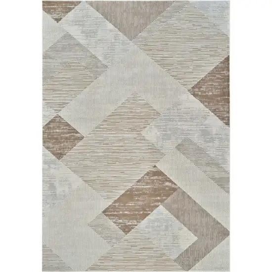 Beige and Brown Abstract Distressed Area Rug Photo 2