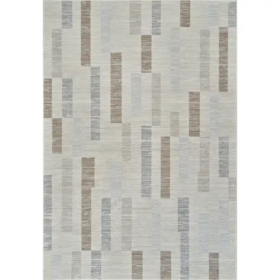 Beige and Brown Abstract Distressed Area Rug Photo 5