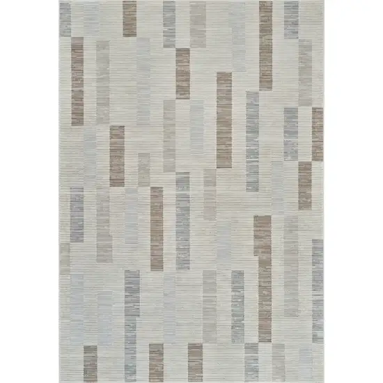 Beige and Brown Abstract Distressed Area Rug Photo 2