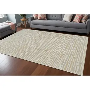 Photo of Beige and Brown Abstract Distressed Area Rug