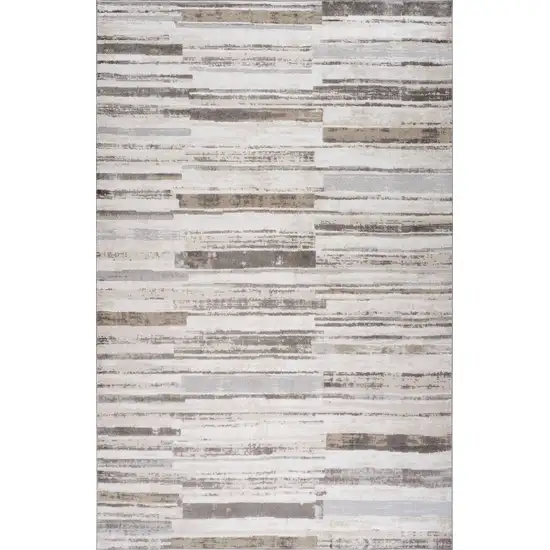 Beige and Brown Abstract Distressed Area Rug Photo 4