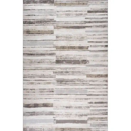 Beige and Brown Abstract Distressed Area Rug Photo 2