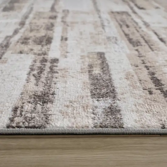 Beige and Brown Abstract Distressed Area Rug Photo 6