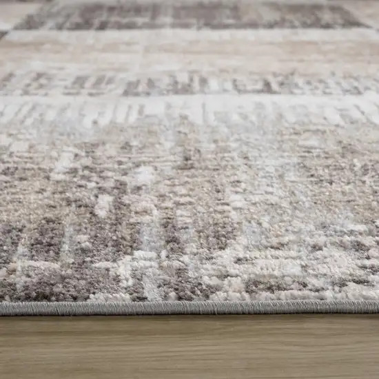 Beige and Brown Abstract Distressed Area Rug Photo 7