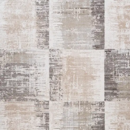 Beige and Brown Abstract Distressed Area Rug Photo 4