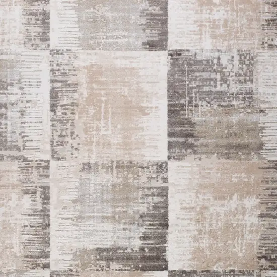 Beige and Brown Abstract Distressed Area Rug Photo 4