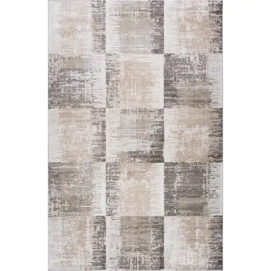 Beige and Brown Abstract Distressed Area Rug Photo 2