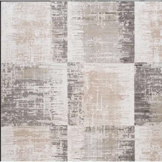 Beige and Brown Abstract Distressed Area Rug Photo 4