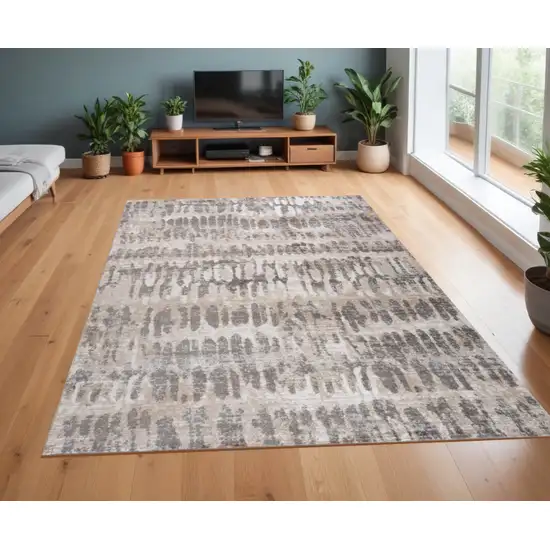 Beige and Brown Abstract Distressed Area Rug Photo 1