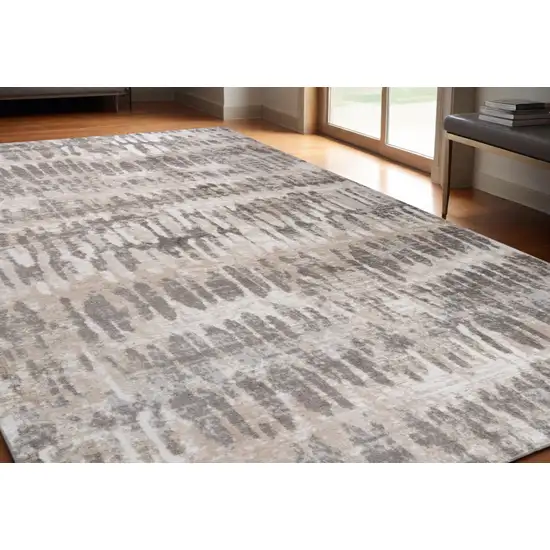 Beige and Brown Abstract Distressed Area Rug Photo 1