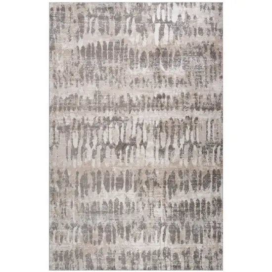 Beige and Brown Abstract Distressed Area Rug Photo 2