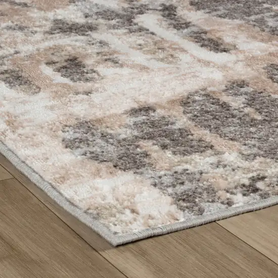 Beige and Brown Abstract Distressed Area Rug Photo 4